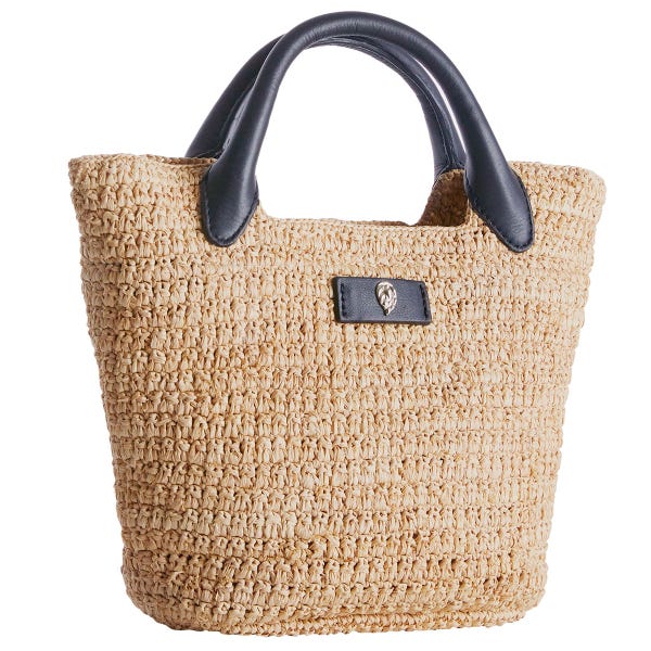 Helen Kaminski Cassia Small Basket Bag in Natural and Black Side View